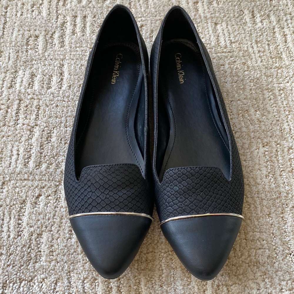 Calvin Klein Black Flats, Pointed Toe